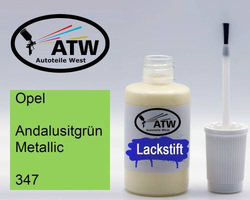 Opel, Andalusitgrün Metallic, 347: 20ml Lackstift, von ATW Autoteile West.